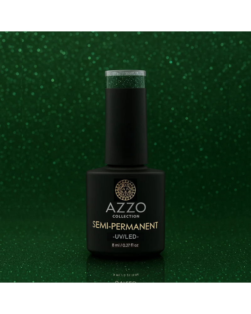 Vernis Vert Sapin Pailleté – Vegan, Sans TPO, Brillance Longue Tenue | Azzo