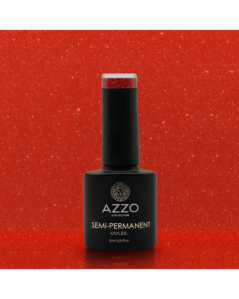 Vernis Rose Rouge Pailleté – Vegan, Sans TPO, Brillance Longue Tenue | Azzo